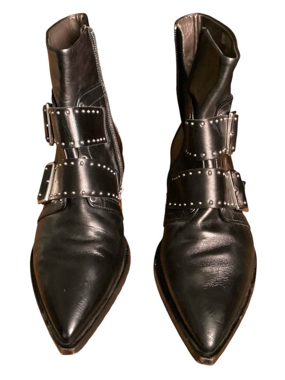 Capezzani Leather Pointed Toe Moto Booties